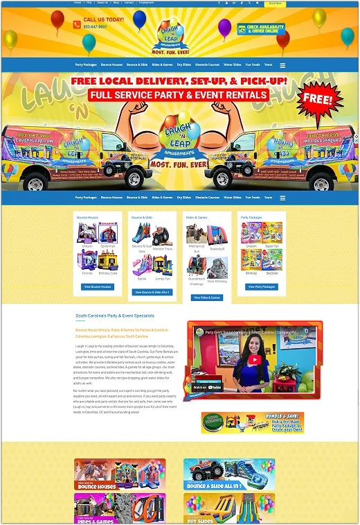 SEO-Friendly Web Design SC Portfolio - Laugh N Leap SEO-friendly web design SC portfolio screenshot for Laugh N Leap event rentals
